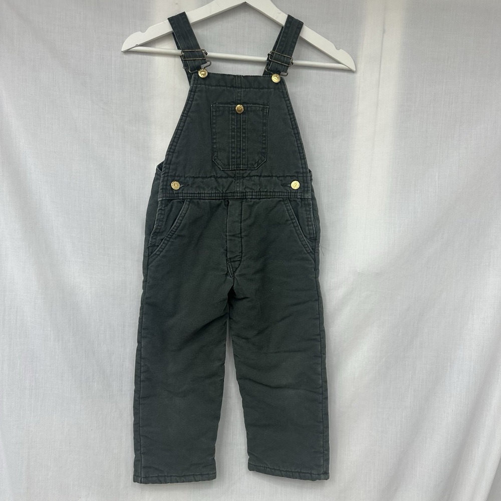 Polar King by Key‎ Kids Toddler 4T Black Insulated Bib Overalls Work Farm Denim